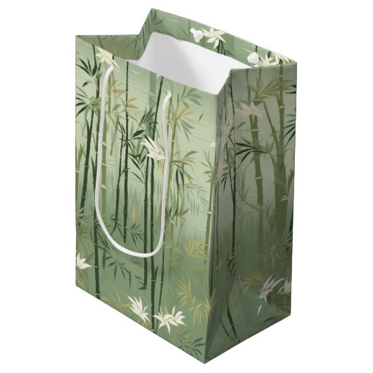 Serene Bamboo Blossom Asian  (1) ミディアムペーパーバッグ (正面アングル)