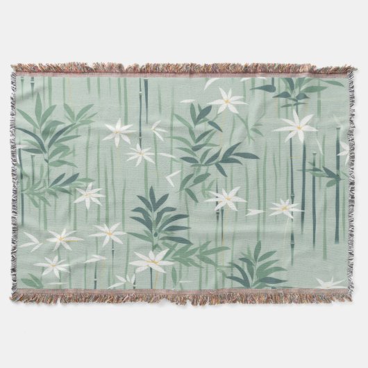 Serene Bamboo Blossom Asian (4) スローブランケット (正面)