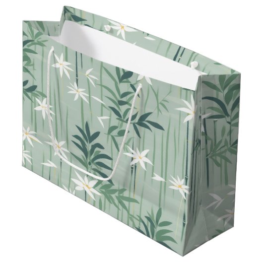 Serene Bamboo Blossom Asian  (4) ラージペーパーバッグ (正面アングル)