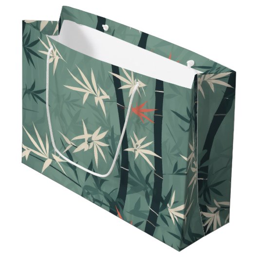 Serene Bamboo Blossom Asian  (7) ラージペーパーバッグ (正面アングル)