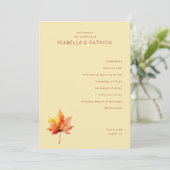 Serene Beige Autumn Leaf Wedding Ceremony プログラム (スタンド正面)