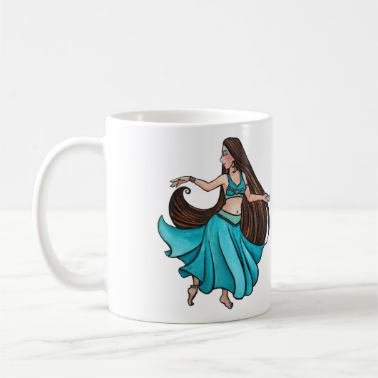 Serene Belly Dancer in Teal                        コーヒーマグカップ (左)