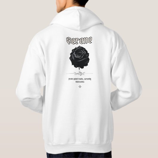 Serene Black Ink Rose パーカ (裏面)