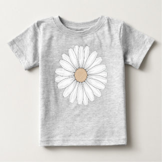 Serene Bloom - デイジー フラワー デリケート イラスト ベビーTシャツ