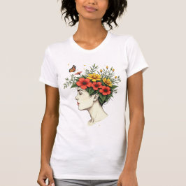 Serene Bloom - Floral Head Woman  Tシャツ