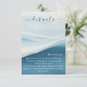 Serene Blue Abstract Beach Wedding Details エンクロージャーカード (スタンド正面)