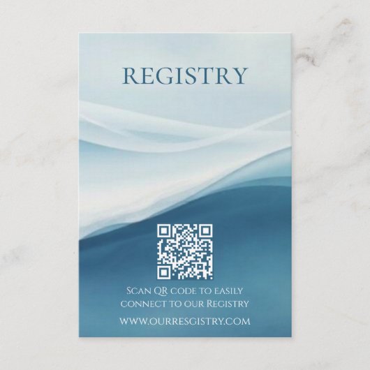 Serene Blue Abstract Beach Wedding Registry エンクロージャーカード (正面)