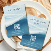 Serene Blue Abstract Beach Wedding Registry エンクロージャーカード