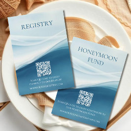 Serene Blue Abstract Beach Wedding Registry エンクロージャーカード