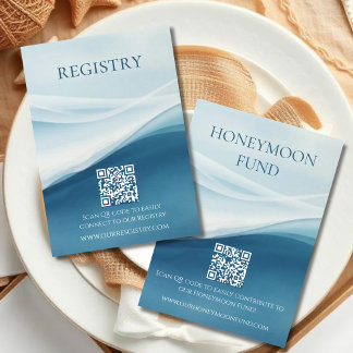 Serene Blue Abstract Beach Wedding Registry エンクロージャーカード