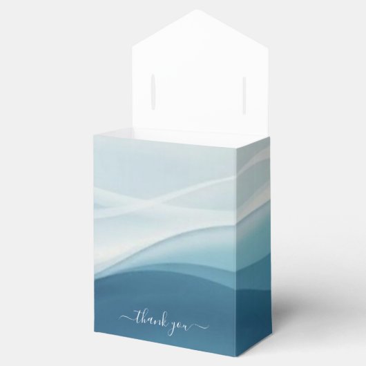 Serene Blue Abstract Wedding Favor Boxes フェイバーボックス (オープン)