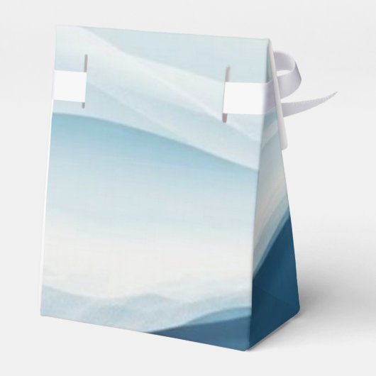 Serene Blue Abstract Wedding Favor Boxes フェイバーボックス (裏面サイド)