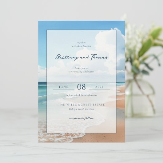 Serene Blue Beach Waves 招待状 (スタンド正面)