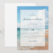 Serene Blue Beach Waves 招待状 (正面/裏面)