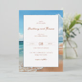 Serene Blue Beach Waves 箔招待状 (立ち正面)