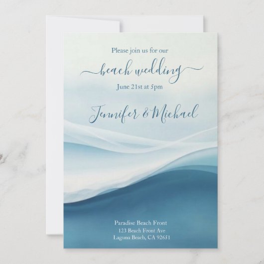Serene Blue Beach Wedding-All In One 招待状 (正面)