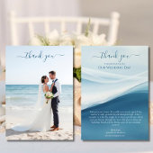 Serene Blue Beach Wedding Thank you  招待状