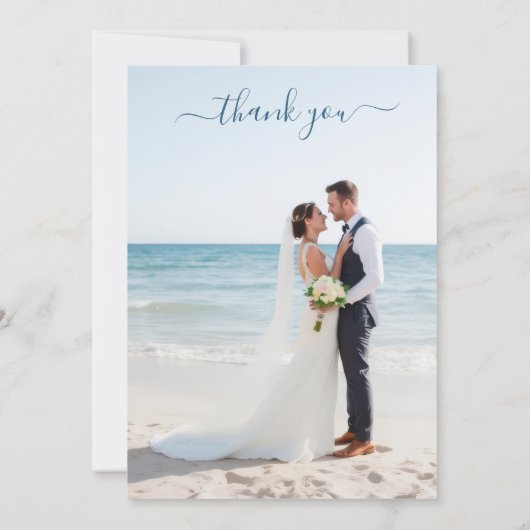 Serene Blue Beach Wedding Thank you  招待状 (裏面)