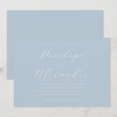 Serene Blue Elegant Calligraphy 招待状 (正面/裏面)
