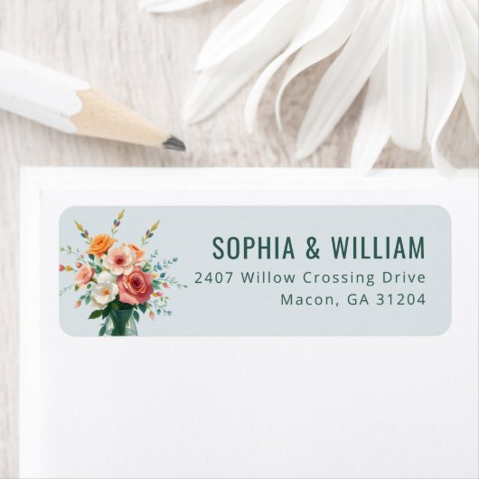 Serene Blue Floral Illustration ラベル (インサイチュ)