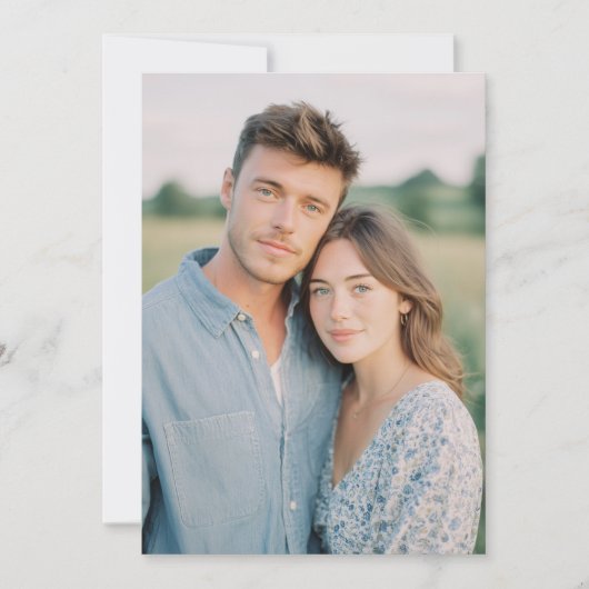 Serene Blue Floral Photo 招待状 (正面)