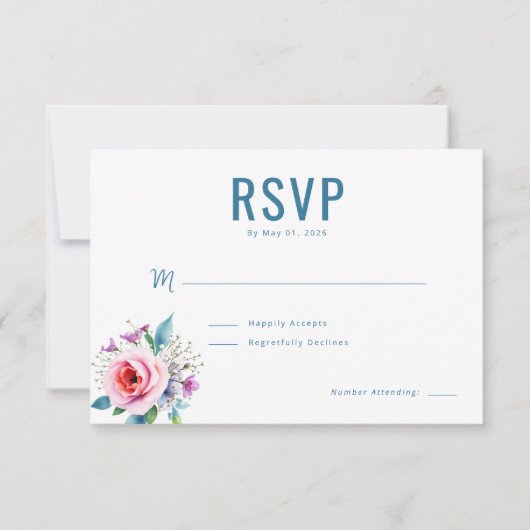 Serene Blue Floral RSVP (正面)