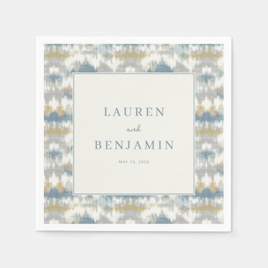 Serene Blue Gray Geometric Peaks スタンダードカクテルナプキン (正面)