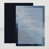 Serene Blue Marbled Elegancy 招待状 (正面/裏面)