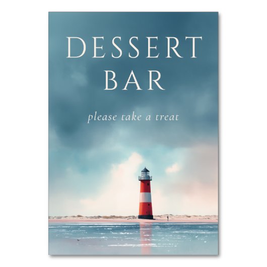 Serene Blue Minimalist Lighthouse テーブルナンバー (正面)