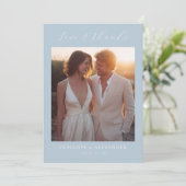 Serene Blue Minimalist Photo サンキューカード (スタンド正面)