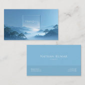 Serene Blue Mist Mountain Valley Clean Frame 名刺 (正面/裏面)