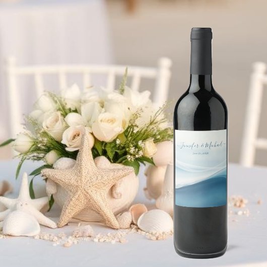 Serene Blue Modern Abstract ワインラベル