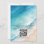 Serene Blue Ocean Beach Budget QR Code Wedding 招待状 (裏面)