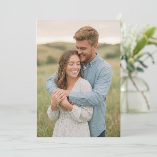 Serene Blue Rustic Photo 招待状 (スタンド正面)