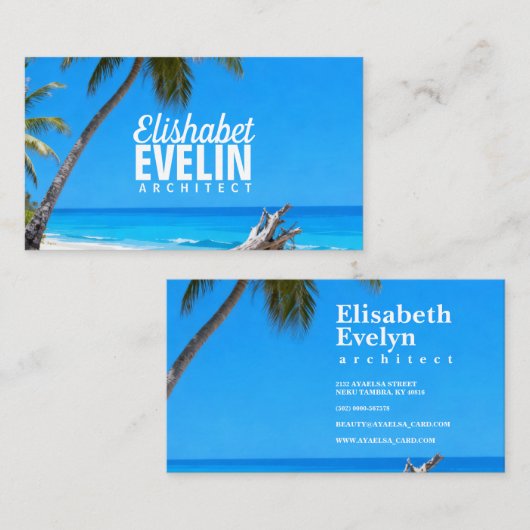 Serene Blue Shore with Palms t321 名刺 (正面/裏面)