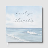 Serene Blue Watercolor Beach Waves ゲストブック (正面)