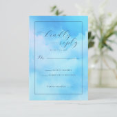 Serene Blue Watercolor Calligraphy 出欠カード (スタンド正面)