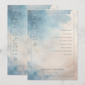 Serene Blue Watercolor Ceremony Program プログラム (正面/裏面)