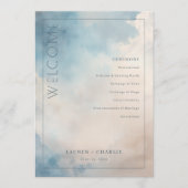 Serene Blue Watercolor Ceremony Program プログラム (正面)