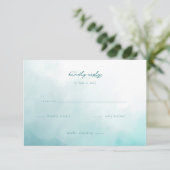 Serene Blue Watercolor Invitation 出欠カード (スタンド正面)