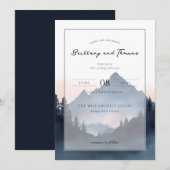 Serene Blue Watercolor Mountain Landscape 招待状 (正面/裏面)