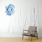 Serene Blue Watercolor Peony タペストリー (インサイチュ(横))