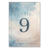 Serene Blue Watercolor Table Number テーブルナンバー (裏面)