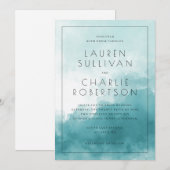 Serene Blue Watercolor Wedding Invitation 招待状 (正面/裏面)