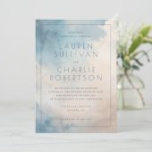 Serene Blue Watercolor Wedding Invitation 招待状 (スタンド正面)