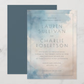 Serene Blue Watercolor Wedding Invitation 招待状 (正面/裏面)