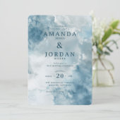 Serene Blue Watercolor Wedding Invitation 招待状 (スタンド正面)