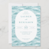 Serene Blue Wave Wedding Invitation 招待状 (正面)