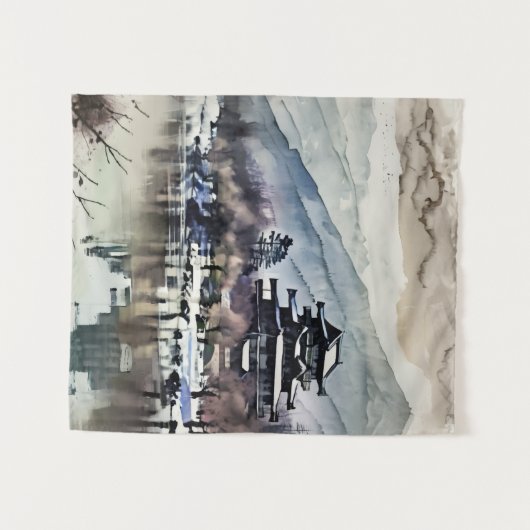 Serene Castle On Lake タペストリー (正面(横))