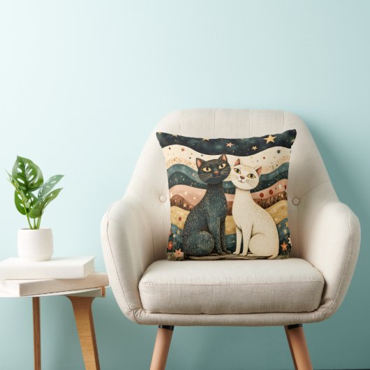Serene Cats Throw Pillow クッション (椅子)